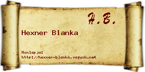 Hexner Blanka névjegykártya